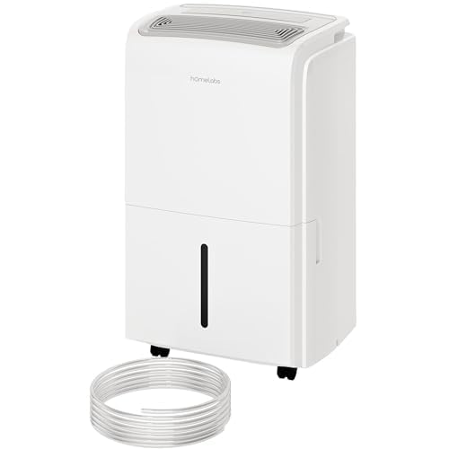 hOmeLabs 4000 Sq. Ft. Energy Star Dehumidifier with Pump - Ideal for Large Rooms, Home Basements and Whole House - Powerful Moisture Removal and Humidity Control - 50 Pint Capacity