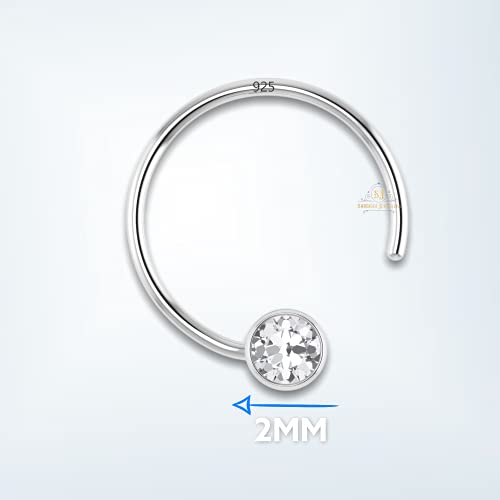 Image of SJ SHUBHAM JEWELLERS 92.5-925 Sterling Silver Round Shape White Cubic Zirconia Prong /Cup Setting Nose Pin Stud for Women Girls Size 2MM 3MM Size Pure Silver