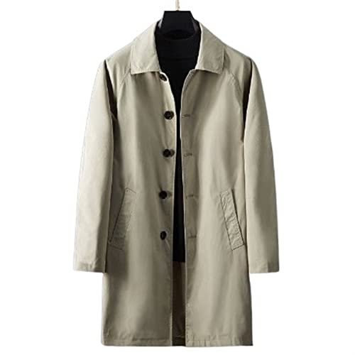Oversized Heren Trenchcoats Casual Overjas Jas Mannelijke Tuniek Buttom Windjack Kleding Jas for Heren (Color : Beige, Size : 2XL(178-186cm))