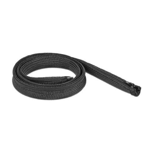Delock Geflechtschlauch mit Reißverschluss hitzebeständig 1 m x 20 mm schwarz