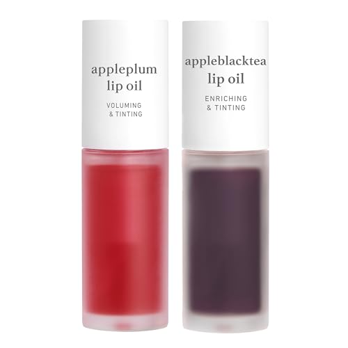 Image of NOONI Korean Lip Oil Set - Appleplum & Appleblacktea - Plumping & Hydrating Clear Gloss