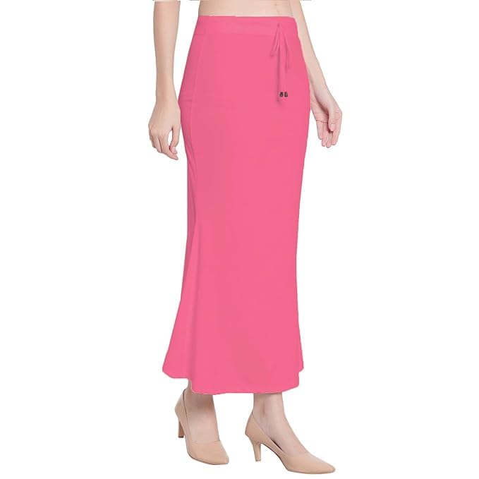 Image of Saree Shapewear Petticoat for Women Cotton Blended Lycra Shaper Petticoat with Elastic & Lace (Drawstring) Long Under Skirt Fishcut Wrinkle Free Shapewear