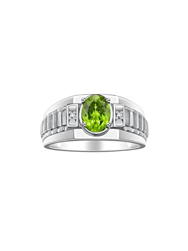 Rylos Classic Designer Oval Peridot & Diamond Ring - August Birthstone* #TOP17