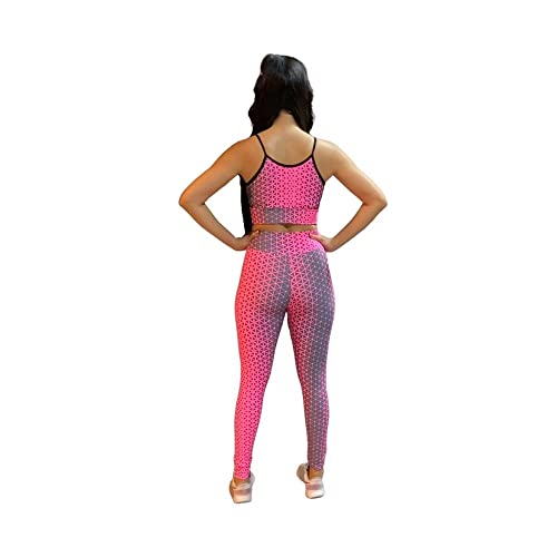 Conjunto 3 Peças Roupa Academia Calça Shorts Top Alçinha Fitness Tamanho:M;Cor: Rosa