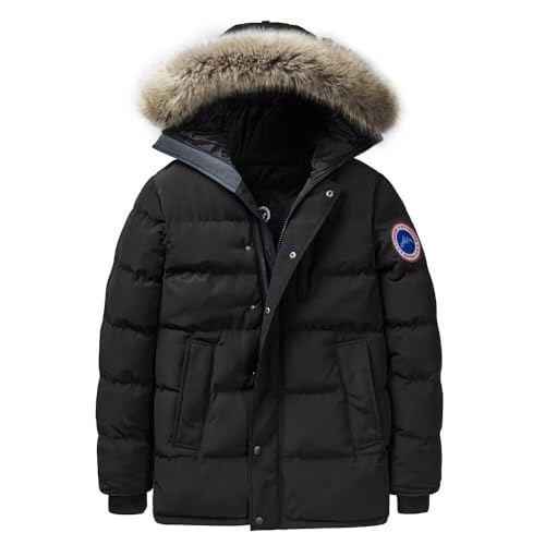 Men's Long Winter Coats Water Repellent Warm Fur Hooded Thicken Parkas Jacket