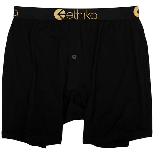 Ethika Mens Alternate Boxer Brief | *Solids* Modal - Black Gold Metallic