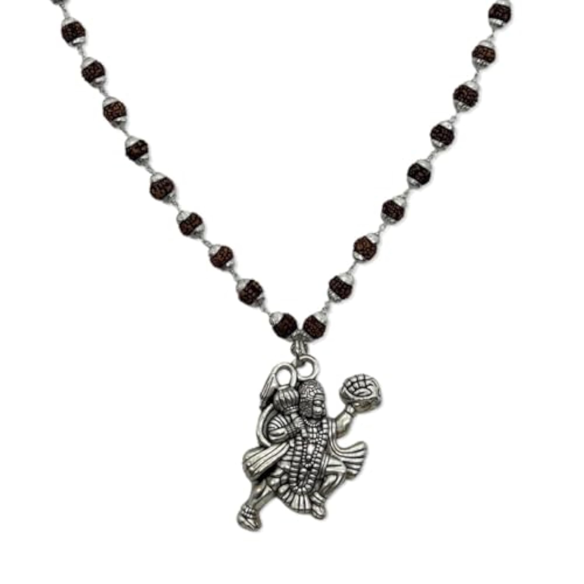 Men's Lord Hanuman Pendant Rudraksha Mala Necklace