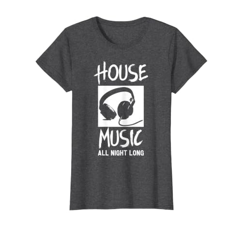 House Music All Night Long DJ T-Shirt T-Shirt, Women, Dark Heather Grey, XX-Large