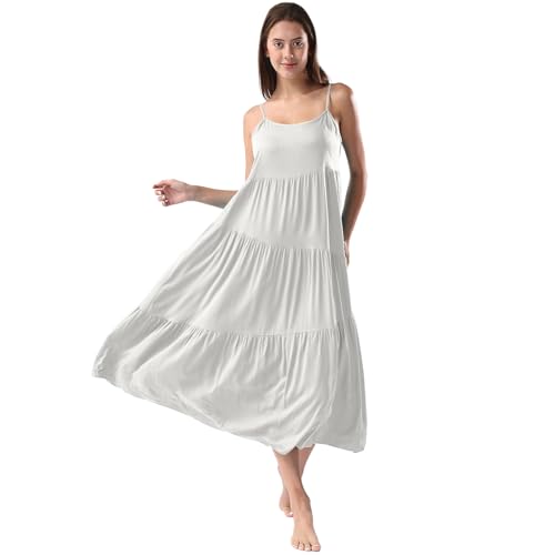 Image of Women Summer Spaghetti Strap Sleeveless Casual Flowy Beach Vacation 2025 Maxi Dress