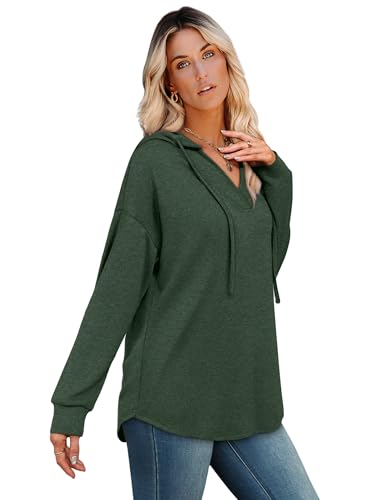 Image of Sampeel Hoodies for Women Trendy Fall Fashion 2025 V Neck Oversized Sweatshirt Plus Size Tops Clothes