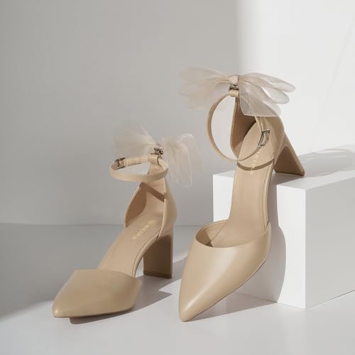 ALICEPUB Women's Closed Toe Heels Pumps Slingback Heels 2inch Chunky Block Heels Low Dress Shoes Comfortable Business Office Work Heels Wedding Shoes3