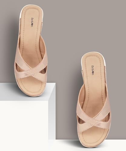 Image of Action Women's Platform Sandals|Block Heel| Cross-Strap Design with Ankle Strap Golden
