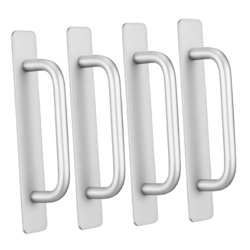 LIFKOME 4個 免打孔アルミ合ドア取手 強力粘着式 両面テープ貼付けプ 滑らか表面で手に優しい 引き戸 キャビネット 窓用耐久ハンドル