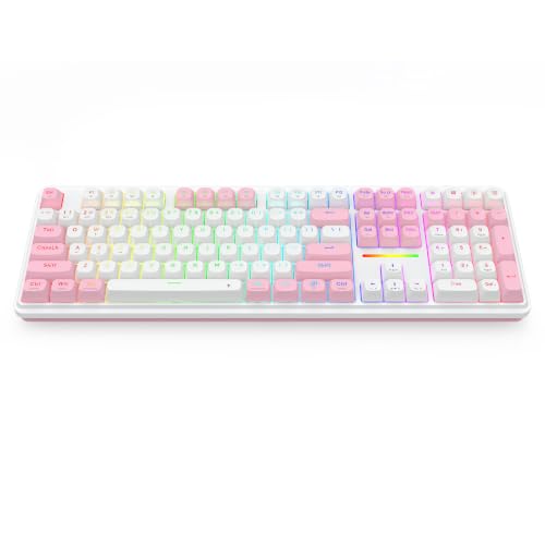 Image of Redragon K745 PRO Wireless Gasket RGB Gaming Keyboard, 108 Keys Mechanical Keyboard w /Extra 4 Hotkeys, Hot-Swap Socket, 5-Layer Noise Dampening, See-Through Round PBT Keycaps, Creamy Linear Switch
