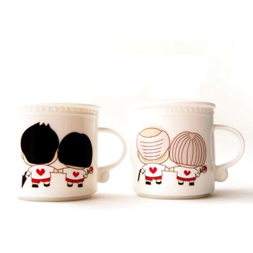 Colore Cambiando Tazza,Hipsteen 320ml Magica Mug Novità Romantico Osso Cina Sensibile Calore Colore Cambiando Tè Latte Caffè Tazza Mattina Tazza...