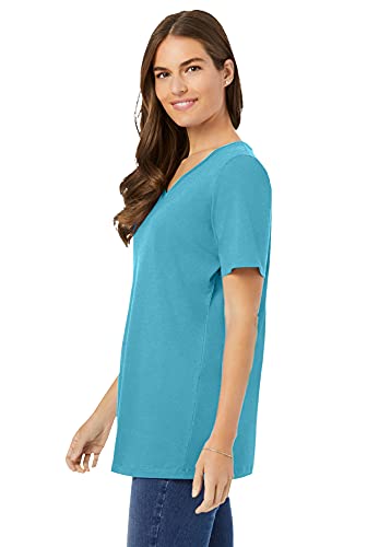 Woman Within Women's Plus Size Perfect Short-Sleeve V-Neck Tee Shirt - 1X, Classic Red #TOP3