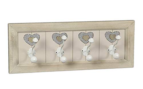 Ambiente Haus Perchero con 4 ganchos, madera y metal, 22 x 58 x 13 cm Cover