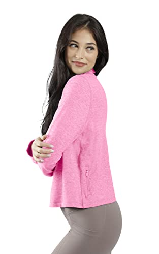 Image of 90 Degree By Reflex Cropped Two Tone Heather Long Sleeve Quarter Zip Jacket