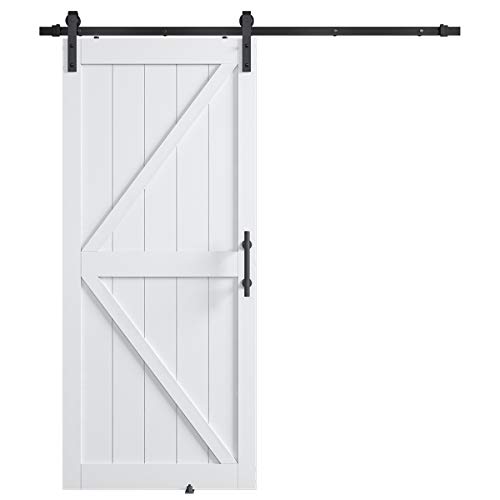 Image of 36in x 84in Sliding Barn Door with 6.6ft Barn Door Hardware Kit & Handle