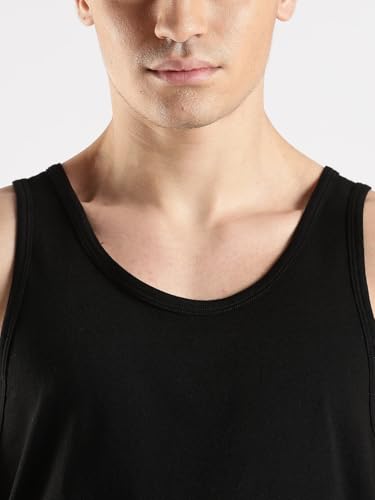 Image of Solid cotton sleeveless vest - pack of-2