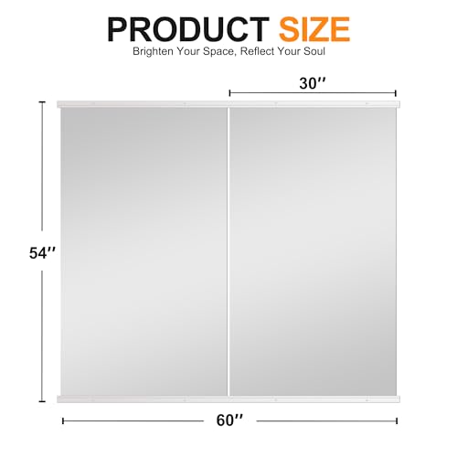 Delma Home Gym Mirror,54''x30''x2PCS,Large Full Body Tempered Glass Frameless, Wall-Mounted for Gym, Yoga, Garage, Bedroom, Bathroom