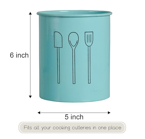 Classyo Alloy Steel Spatula & Ladle Stand - Aqua Color, 15.2 x 12.7 x 15.2 cm