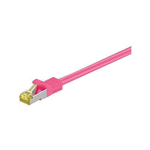 Goobay 91614 RJ45 Patchkabel CAT 6A S/FTP (PiMF) mit CAT 7 Rohkabel / 500 MHz Netzwerkkabel / Internetkabel RJ 45 Stecker / LAN Kabel / Magenta 3m