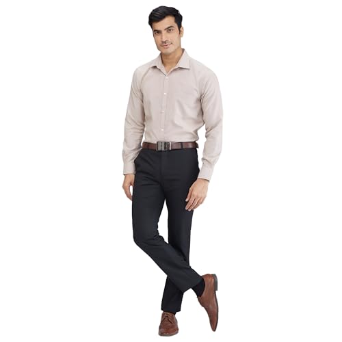 Image of Park Avenue Men's Slim Fit Structure Pattern Cotton Polyester Blend Semi Cutaway Collar Full Sleeve Formal Shirt