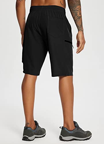 Baleaf Men's 11" Knee Length Shorts Lightweight Bermuda Quick Dry Hiking Cargo Shorts Elastic Waist Travel For Summer Camping Fishing Casual Black Xl #TOP2