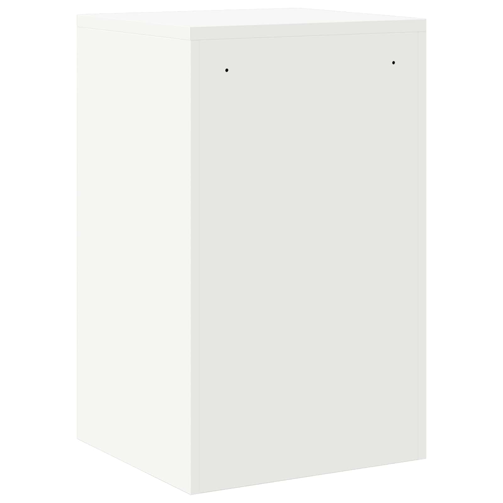 Aktenschrank Weiß, Rollcontainer aus Metall 45,5x42x74,5cm, Büroschrank mit 2 Schubladen, Abschließbarer Beistellschrank aus Kaltstahl für Dokumente und Büroorganisation