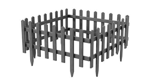 Juego de 4 vallas de madera antracita 40 x 94 | 55 cm de alto | Valla natural en 3 colores impregnadas | Borde para arriates de flores / huertos antes de jardín, valla de césped, valla de raíces