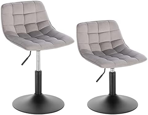 WOLTU Dressing Stool Swivel Velvet Modern Breakfast Dining Chair Rotatable Stool for Kitchen Counter Clinic, Light Grey Bar Stool, Adjustable Gas Lift(38-49,5cm) BH300hgr-2-UK