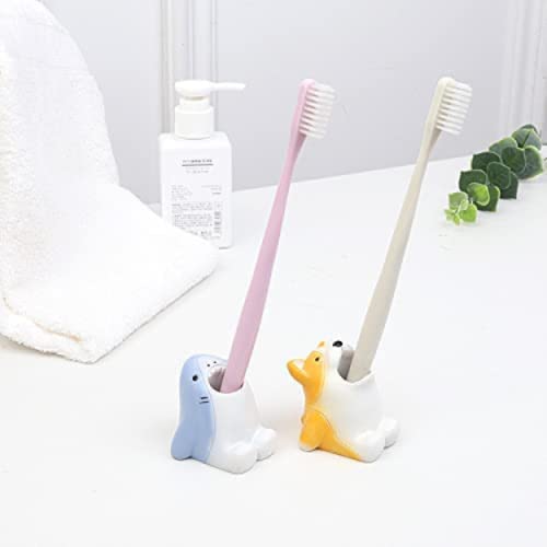 Sigripea Mini Toothbrush Holder Cute Animal Resin Household Set Toothbrush Holder Bathroom Multifunctional Storage Box & Kids Toothbrush Holder, Office Pen Holder (Shark) #TOP1