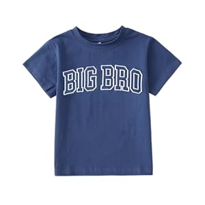 Big Brother Shirt Jungen Drucker T-Shirt Kinderkleidung mit “Big BRO” Motiv Großer Bruder Shirts Baby Ankündigung T-Shirts Sommer Kurzarm Top Geschwister Matching Outfit(Blau,2-3Jahre)