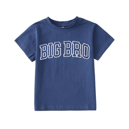 Big Brother Shirt Jungen Drucker T-Shirt Kinderkleidung mit “Big BRO” Motiv Großer Bruder Shirts Baby Ankündigung Tops Sommer Kurzarm T-Shirts Geschwister Matching Outfit(Blau,18-24Monate)
