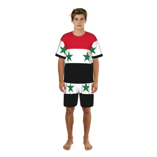 Pyjama drapeau Syrie homme ensemble à manches courtes doux