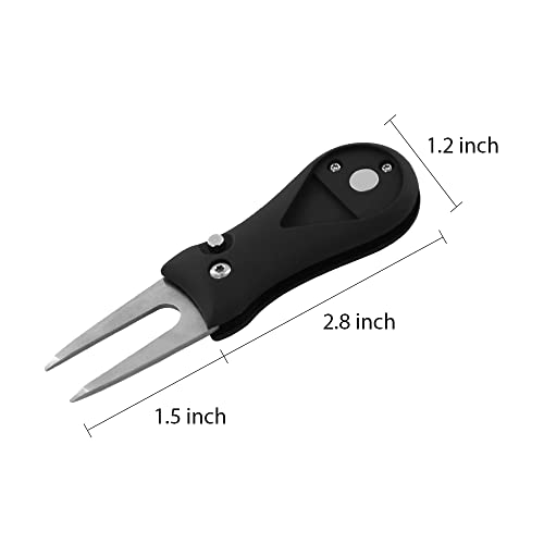 Myartte Golf Divot Repair Tool Switchblade Divot Tools with Golf Ball Marker Pop-up Buttom Zinc Alloy for Repairing The Golf Green (Black) - Thumbnail 5