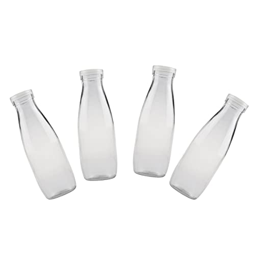 PRETYZOOM 1 Juego Botella De Leche Botella Biberones Mason Jars Garrafa Botella De Plástico Botellas De Agua Verter Botellas De Leche De Vidrio Botellas De Contenedores De Jugo 4 Piezas
