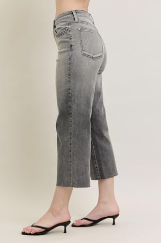 Judy Blue Vintage Gray Wash High Rise Wide Crop Jeans - Ivory Gem3