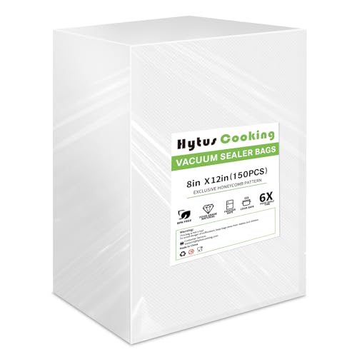 HytusCooking Vacuum Sealer Bags for Food,150 Pack Quart 8' x 12' Pre-Cut Vacuum Food Storage Bags, Commercial Grade for Sous Vide, Meal Prep and Long Lasting Food Storage Heavy Duty, BPA Free
