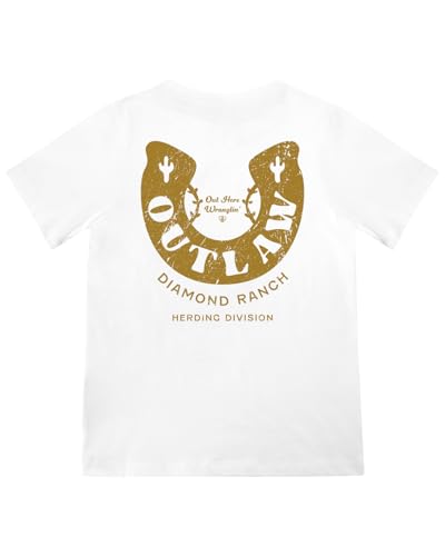 Baseball Lifestyle 101 Outlaw Wranglin T-Shirt for Boys Short Sleeve Crew Neck Size YL Orange