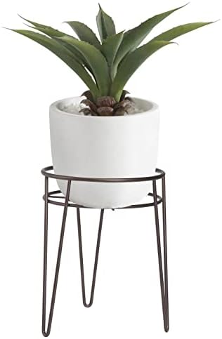 mDesign Midcentury Modern Flower Pot Stand - Metal Succulent and Plant Pot Holder - Minimalist Outdoor & Indoor Plant Holder - Hairpin Legs - Sturdy - Bronze - Petite