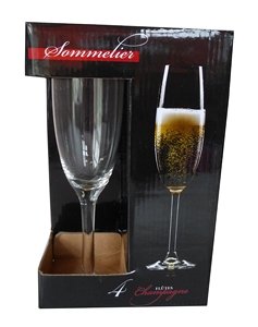 JB Coffret De 4 Flutes A Champagne en Verre Soufflé dans Un Coffret Cadeau, Verre Degustation H 21cm – 15 cl