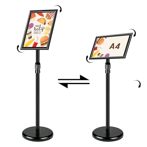 Porte affiche sur pied A4 réglable en hauteur pour menu et signalétique