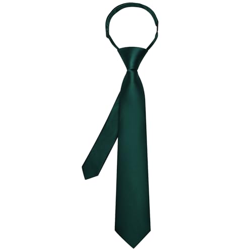 Image of Hi-Tie Pretied Boys Ties Solid Color Kids Adjustable Necktie Lapel Pin Clip Set Age 8-12 Wedding School Graduation