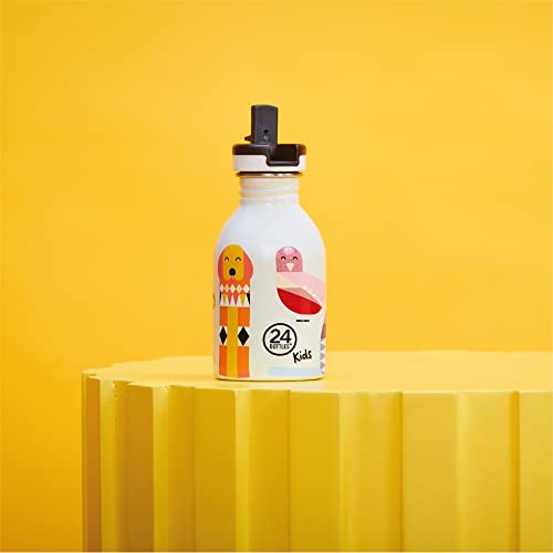 24BOTTLES Kids - Trinkflasche Kinder mit Strohhalm 250 ml, Thermosflasche Kinder 24h Cold 12h Hot, Wasserflasche 100% Versiegeltem Deckel, Umweltfreundliche Trinkflasche Edelstahl, Best Friend