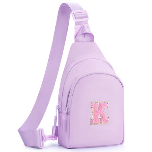 Fystdtote Gifts for Teenage Girls - Teen Girl Initial Fanny Pack | Travel Crossbody Bag | 8 9 10 11 12 13 14 15 16 Years Old Girl Trendy Stuff - Lavender K