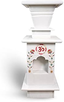 HANDICRAFT BAZAAR Marble Tulsi Pot for Home | Tulsi Marble Planter for Roof, Porch Balcony (White Inlay Large)