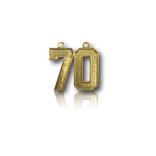 Number 70 Gold Plated Jersey Style Sports Necklace Charm Pendant (0.8