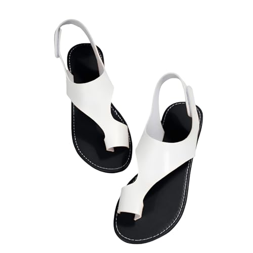 SHOBDW Chanclas Mujer Sandalias Verano De Con Puntera Abierta Color Liso Plana Estilo Informales Para Playa Y Zapatos Talla 34 Dedo 35 Planos Primavera Respetuoso Comodas Elegantes Tiras Blanco 42